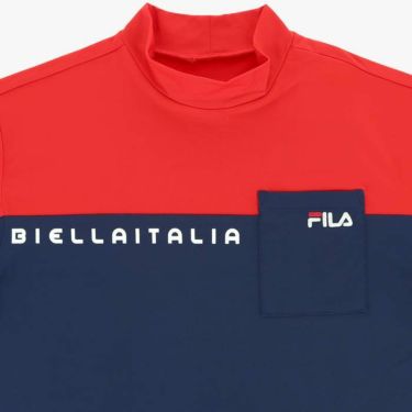 フィラ FILA　メンズ 配色切替 裏微起毛 ストレッチ 長袖 胸ポケット付き モックネックシャツ 783-562　2023年モデル 詳細3