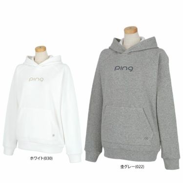 ピン PING　レディース ロゴプリント Mr.PING ストレッチ 裏起毛 長袖 プルオーバー フーディー 622-3262002　2023年モデル 詳細1