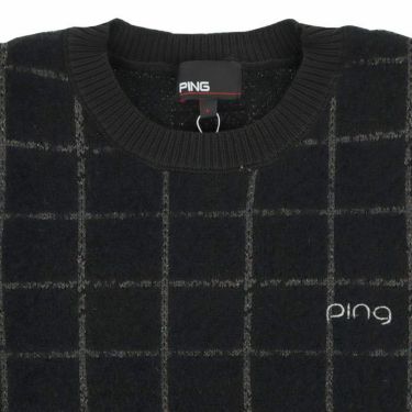 ピン PING　レディース ロゴ刺繍 チェック柄 長袖 クルーネック セーター 622-3270006　2023年モデル 詳細3