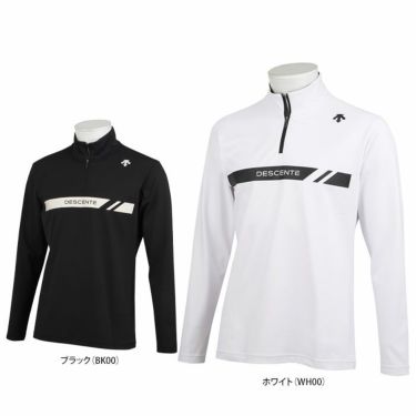 デサントゴルフ DESCENTE GOLF　メンズ 配色ライン ベアスムース 裏起毛 ストレッチ 長袖 ハーフジップシャツ DGMWJB03　2023年モデル 詳細1