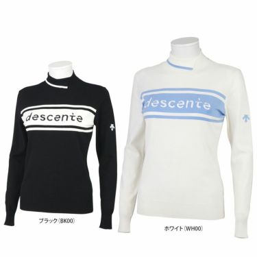 デサントゴルフ DESCENTE GOLF　レディース 配色ライン 長袖 変形タートルネック セーター DGWWJL03　2023年モデル 詳細1