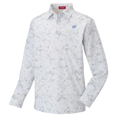 ヨネックス YONEX　メンズ ロゴ刺繍 総柄プリント 長袖 ポロシャツ GWF1595　2022年モデル スノーホワイト（435）