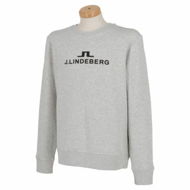 Jリンドバーグ J.LINDEBERG　メンズ ロゴプリント 裏起毛 ストレッチ 長袖 クルーネック プルオーバー 071-39910　2023年モデル グレー（012）