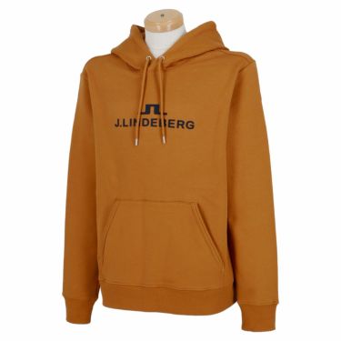 Jリンドバーグ J.LINDEBERG　メンズ ロゴプリント 裏起毛 ストレッチ 長袖 プルオーバー フーディー 071-39911　2023年モデル キャメル（042）