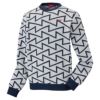 ヨネックス YONEX　メンズ ロゴ刺繍 ジャガード ウール混 長袖 クルーネック セーター GWF2056　2022年モデル ホワイト/ネイビー（100）