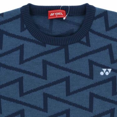 ヨネックス YONEX　メンズ ロゴ刺繍 ジャガード ウール混 長袖 クルーネック セーター GWF2056　2022年モデル 詳細3
