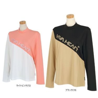 ビバハート VIVA HEART　レディース 配色切替 UVケア 鹿の子 長袖 モックネックシャツ 012-29810　2023年モデル 詳細1