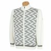 ブリヂストンゴルフ　メンズ ロゴ刺繍 柄切替 長袖 フルジップ セーター ZGM01B　2023年モデル オフホワイト（OW）