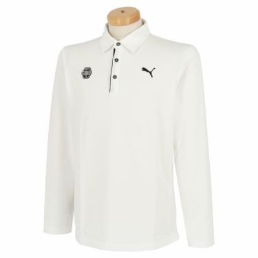 プーマ PUMA　メンズ ロゴデザイン バイカラー 長袖 ポロシャツ 624913　2023年モデル ホワイトグロー（04）