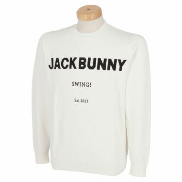 ジャックバニー Jack Bunny!!　メンズ ロゴジャガード 背面ライン 長袖 クルーネック セーター 262-3270033　2023年モデル ホワイト（030）