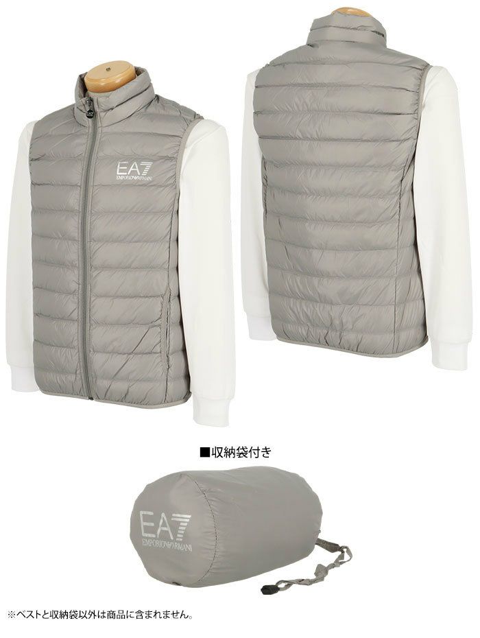 エンポリオ アルマーニ EA7　メンズ パッカブル ロゴプリント パディング 収納袋付き フルジップ ダウン ベスト 8NPQ01 PN29Z　2023年モデル 詳細2