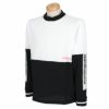 マンシングウェア Munsingwear　メンズ ロゴプリント バイカラー ストレッチ 長袖 モックネックシャツ MEMWJB01　2023年モデル ホワイト（WH00）
