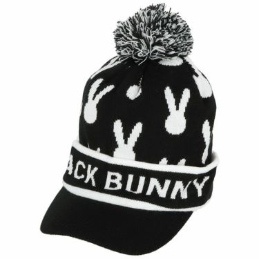 ジャックバニー Jack Bunny!!　ユニセックス ロゴデザイン うさぎ柄 つば付き ニットキャップ 262-3287050 010 ブラック　2023年モデル ブラック（010）