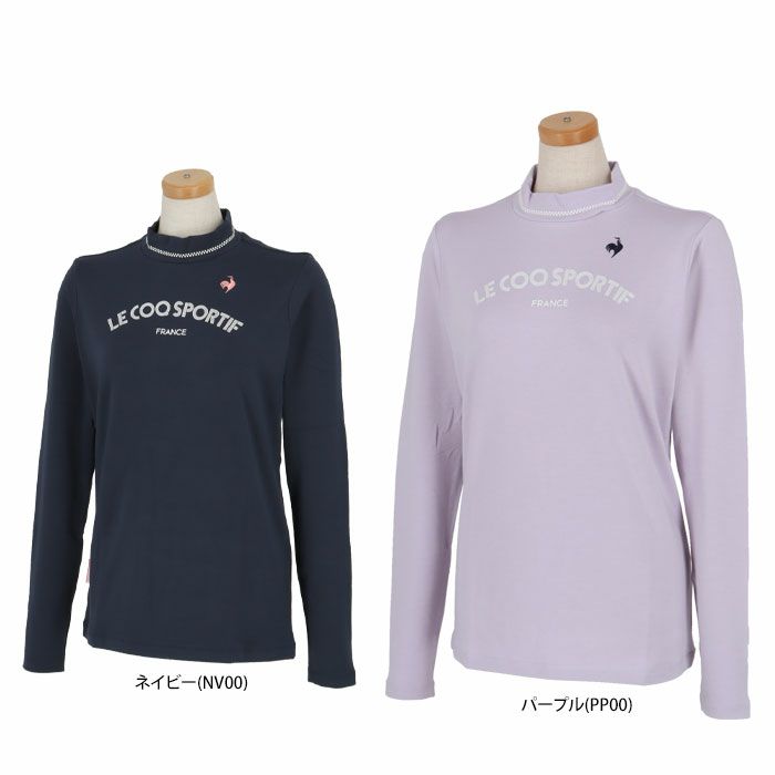 ルコック Le coq sportif　レディース ロゴプリント 裏起毛 ストレッチ 長袖 ハイネックシャツ QGWWJB07　2023年モデル 詳細1