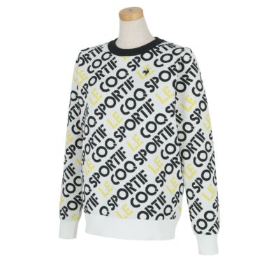 ルコック Le coq sportif　レディース マルチカラーロゴ ジャガード 長袖 クルーネック セーター QGWWJL01　2023年モデル ホワイト（WH00）