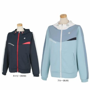 ルコック Le coq sportif　レディース ロゴデザイン 配色切替 ストレッチ 長袖 ハイブリッド フルジップ フーディー QGWWJL50　2023年モデル 詳細1