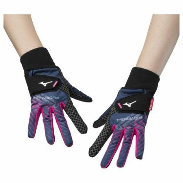 ミズノ MIZUNO　THERMA GRIP ブレスサーモ サーマグリップ　両手用 レディース ゴルフグローブ 5MJWB352 14 ネイビー 詳細3