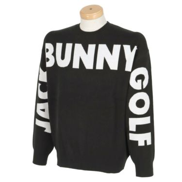 ジャックバニー Jack Bunny!!　メンズ ビッグロゴデザイン 長袖 ドロップショルダー クルーネック セーター 262-3270135　2023年モデル ブラック（010）