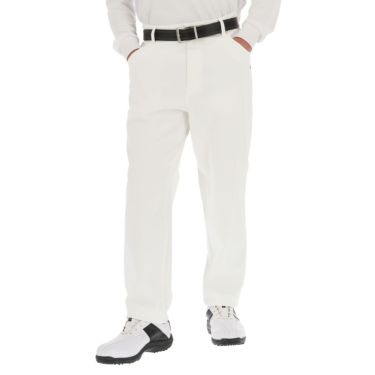 ナノ・ユニバース　メンズ ロゴ刺繍 ストレッチ ロングパンツ 030-3231001　2023年モデル ホワイト（030）