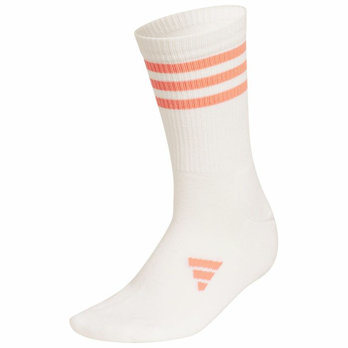 アディダス adidas　レディース ロゴジャガード スリーストライプス クルーソックス MGR52 IB0452 ホワイト/ワンダークレイ　2023年モデル ホワイト/Wクレイ（IB0452）