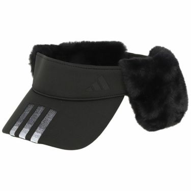 アディダス adidas　レディース スリーストライプス 耳当て付き サンバイザー MMS79 IB0446 ブラック　2023年モデル ブラック（IB0446）