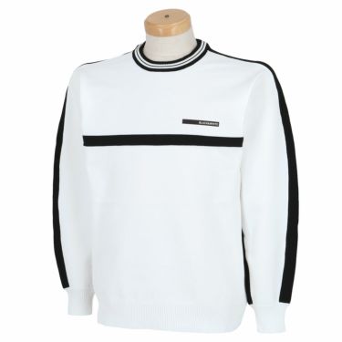 ブラック＆ホワイト Black＆White　ホワイトライン メンズ ロゴデザイン ライン配色 長袖 クルーネック セーター BGF2303WE　2023年モデル オフホワイト（11）