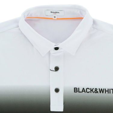 ブラック＆ホワイト Black＆White　ホワイトライン メンズ ロゴデザイン グラデーションプリント 長袖 共衿 ポロシャツ BGF9303WB　2023年モデル 詳細3