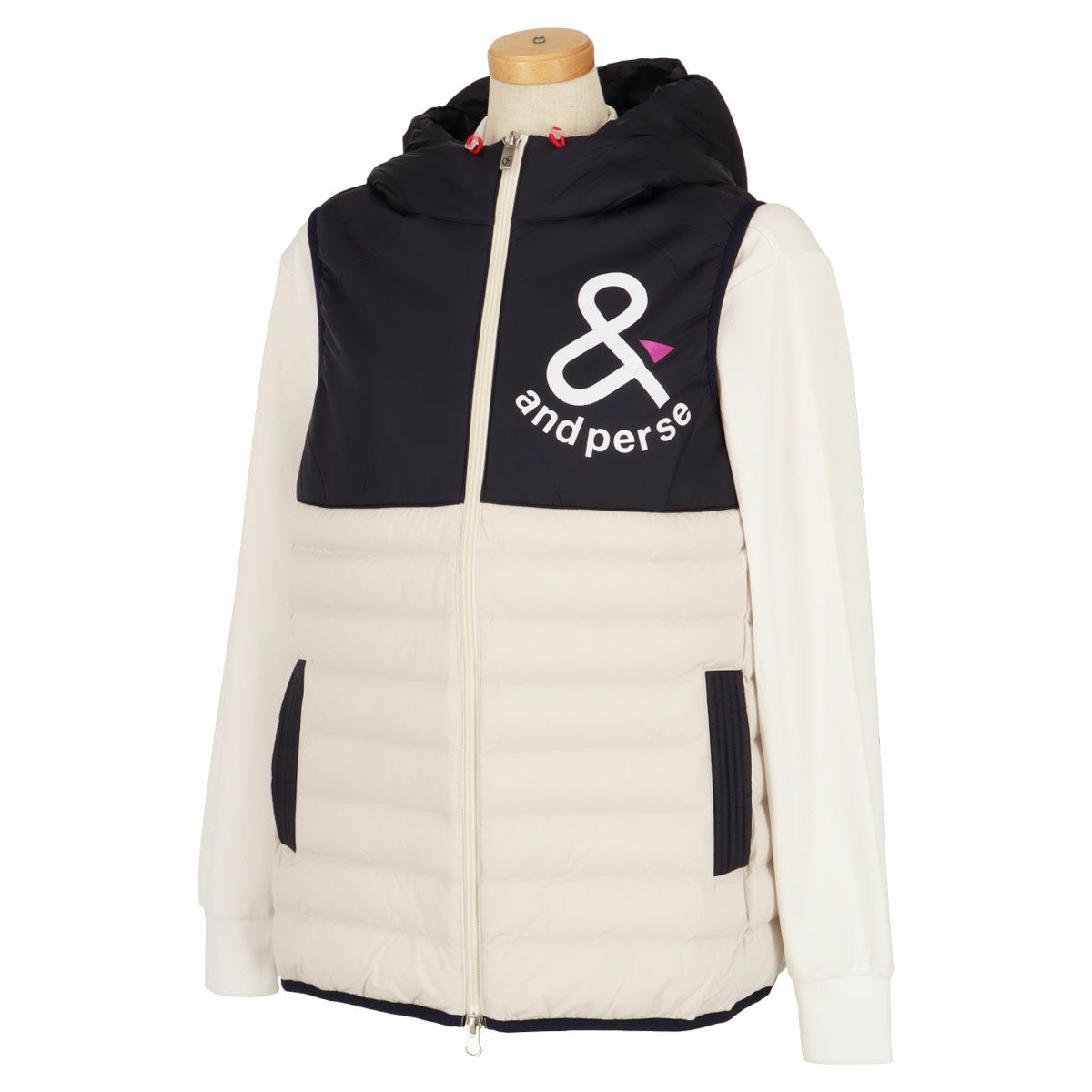 アンパスィ and per se レディース 撥水 ロゴプリント 中綿 ストレッチ