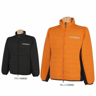 マンシングウェア Munsingwear　メンズ 撥水 ロゴプリント 生地切替 中綿入り 長袖 ハイブリッド フルジップ ブルゾン MEMWJK05　2023年モデル 詳細1