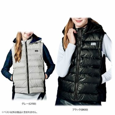 マンシングウェア Munsingwear　レディース 防風 ロゴプリント 生地切替 中綿入り 2WAY フルジップ ベスト MEWWJK50　2023年モデル 詳細1