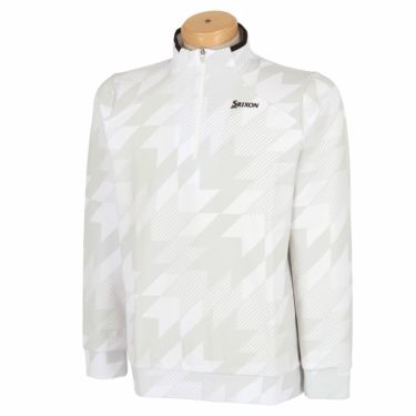 スリクソン SRIXON　メンズ 総柄プリント ストレッチ 長袖 ハーフジップシャツ RGMWJB06　2023年モデル ホワイト（WH00）