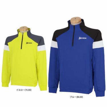 スリクソン SRIXON　メンズ ロゴプリント 配色切替 ストレッチ 長袖 ハーフジップ ハイブリッド プルオーバー RGMWJL53　2023年モデル 詳細1