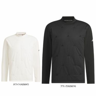 アディダス adidas　メンズ ロゴデザイン 生地切替 キルトコンビネーション 裏起毛 ストレッチ 長袖 モックネックシャツ DJK94　2023年モデル 詳細1