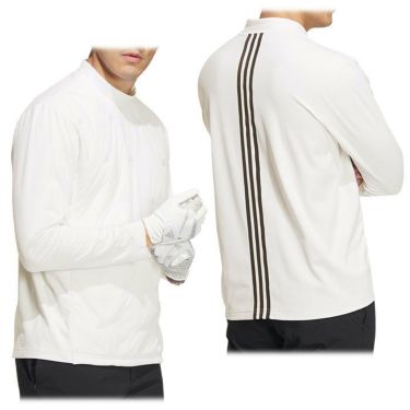 アディダス adidas　メンズ ロゴデザイン 生地切替 キルトコンビネーション 裏起毛 ストレッチ 長袖 モックネックシャツ DJK94　2023年モデル 詳細2