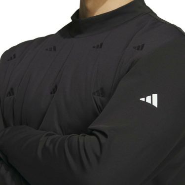アディダス adidas　メンズ ロゴデザイン 生地切替 キルトコンビネーション 裏起毛 ストレッチ 長袖 モックネックシャツ DJK94　2023年モデル 詳細3
