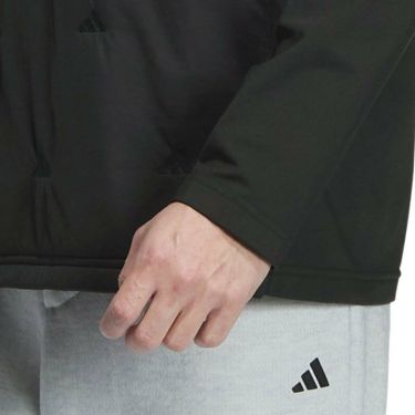 アディダス adidas　メンズ ロゴデザイン 生地切替 キルトコンビネーション 裏起毛 ストレッチ 長袖 モックネックシャツ DJK94　2023年モデル 詳細5