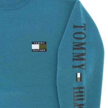 トミー ヒルフィガー ゴルフ　メンズ フラッグロゴ刺繍 スリーブロゴプリント 長袖 モックネック セーター THMA370　2023年モデル 詳細4