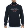 トミー ヒルフィガー ゴルフ　メンズ トリコロールライン ロゴ刺繍 長袖 タートルネック セーター THMA386　2023年モデル ネイビー（30）