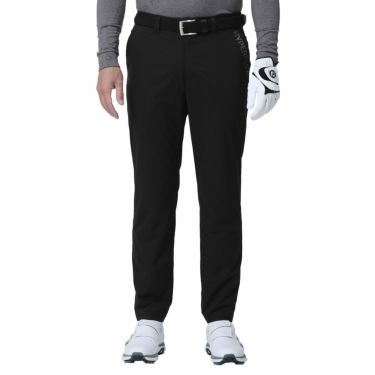 フットジョイ FootJoy　メンズ 撥水 ロゴプリント 配色切替 ストレッチ テーパード ロングパンツ FJ-F23-P07　2023年モデル ブラック（81163）