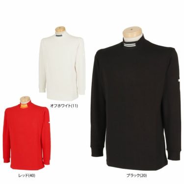 ブラック＆ホワイト Black＆White　ホワイトライン メンズ 裏微起毛 バックプリント ストレッチ 長袖 モックネックシャツ BGF9243WM　2023年モデル 詳細1