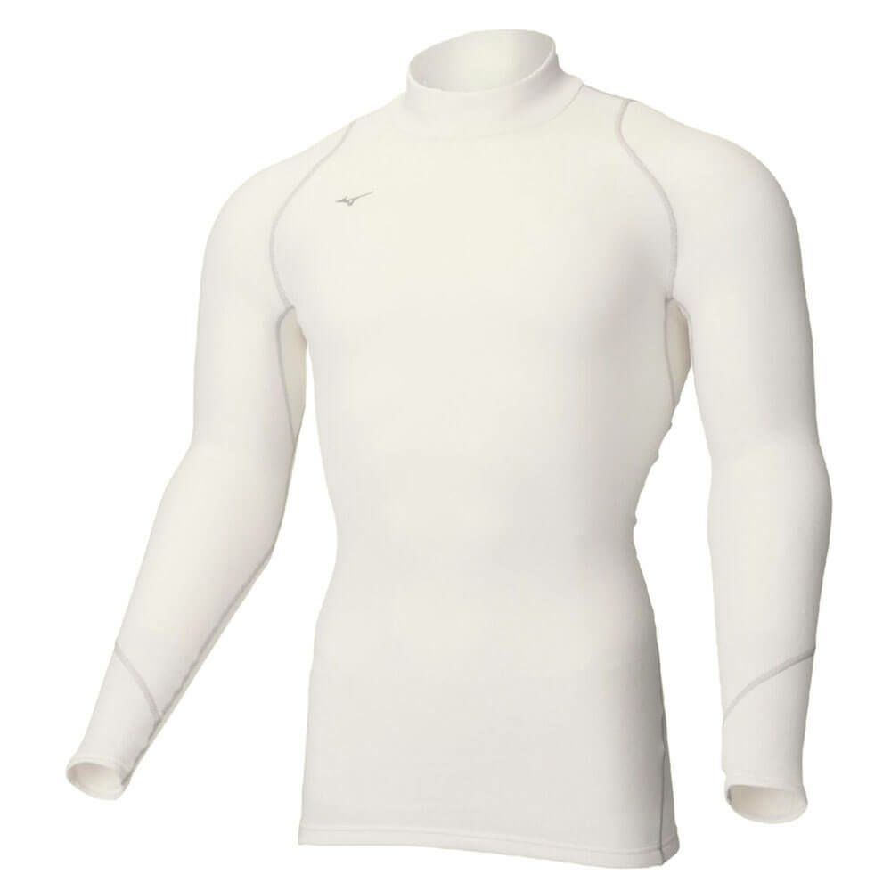 ミズノ MIZUNO　メンズ バイオギア ブレスサーモ 裏起毛 長袖 ハイネック インナーシャツ 52MJ0501 ホワイト（52MJ050101）