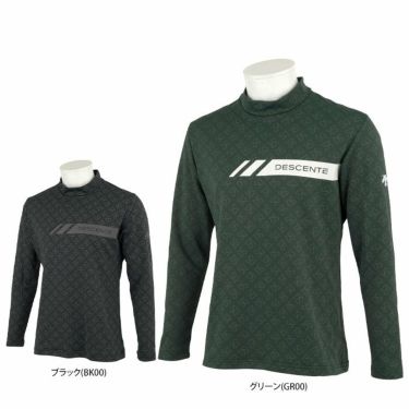 デサントゴルフ DESCENTE GOLF　メンズ モノグラムプリント 総柄 裏起毛 長袖 モックネックシャツ DGMWJB09　2023年モデル 詳細1