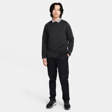 ナイキ NIKE　メンズ ツアー Dri-FIT キルティッド 長袖 クルーネック プルオーバー FD5836 010 ブラック/ブラック/ホワイト　2024年モデル 詳細5