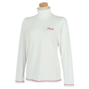 フィラ FILA　レディース ロゴプリント ストレッチ 長袖 ハイネックシャツ 793-585 ホワイト（WT）