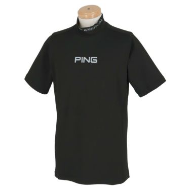 ピン PING　メンズ ストレッチ 軽量 ダイヤメッシュ 半袖 ハイネックシャツ 621-3168201　2023年モデル ブラック（010）