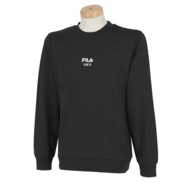 フィラ FILA　メンズ ロゴ刺繍 ストレッチ 長袖 クルーネック スウェット プルオーバー 783-403Z　2023年モデル ブラック（BK）