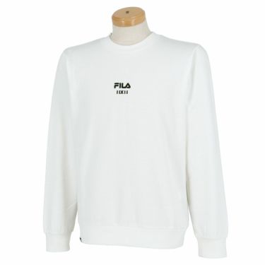 フィラ FILA　メンズ ロゴ刺繍 ストレッチ 長袖 クルーネック スウェット プルオーバー 783-403Z　2023年モデル オフホワイト（OWT）