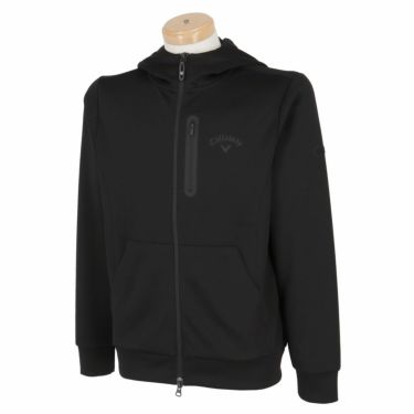 キャロウェイ Callaway　メンズ ロゴプリント ダンボール素材 長袖 フルジップ パーカー C24117101　2024年モデル ブラック（1010）