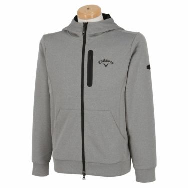 キャロウェイ Callaway　メンズ ロゴプリント ダンボール素材 長袖 フルジップ パーカー C24117101　2024年モデル グレー（1021）