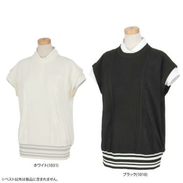 キャロウェイ Callaway　レディース ケーブル編み 配色ライン クルーネック ニット ベスト C24119201　2024年モデル 詳細1